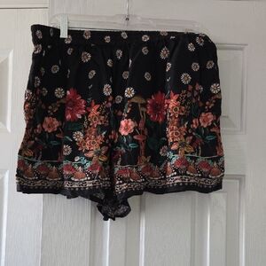 NATURAL LIFE Black Floral High Waist Shorts
